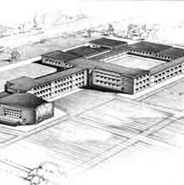 Architects drawing of Rowlinson Secondary School, Dyche Lane