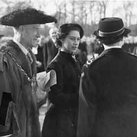 Arrival of Princess Margaret at opening of Rowlinson Secondary School 
