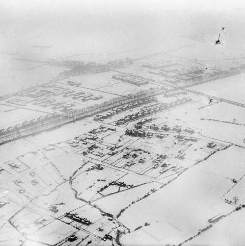 Coal Aston Aerodrome Camps and housing in the snow around Little Norto