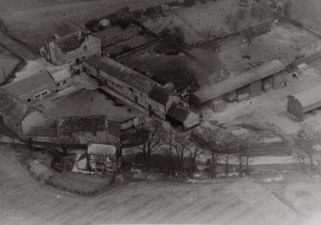 JE44 Hazlebarrow Farm from the air. Demolition of the old Hall began o