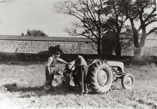 JE5 Ferguson TE-20 tractor and plough at Hazelbarrow Farm 1957.