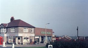 M222 Row of shops at top of Bocking Lane with Westwick. Road.