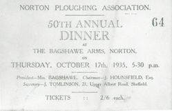 M245 Norton Ploughing Association, Annual Dinner Ticket, 1935.