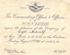 M260 Invitation from the CO and officers of No.2 NARD to Capt Metcalf 