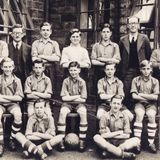 M5 Greenhill School Football XI members in 1949-50 were, from L to R, 