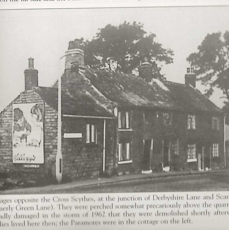 Cottages opposite Cross Scythes, Demolished 1962.