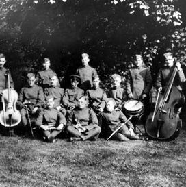 RFC Band Sheffield 1918 . Double bass player George Hall.