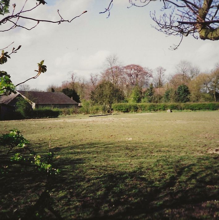 SG104 Vicarage Field, Norton towards L to R, stables, Youth Hall, new 