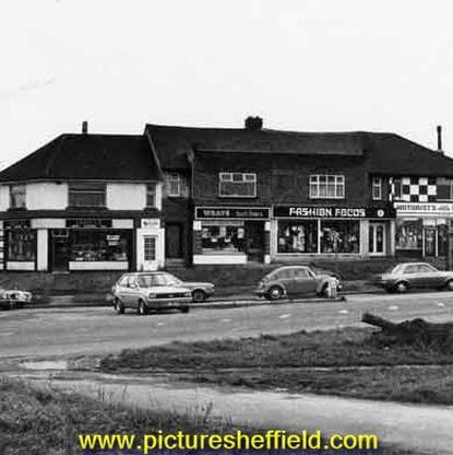 Shops on Norton Avenue at Gleadless Town End showing Cahills, greengro