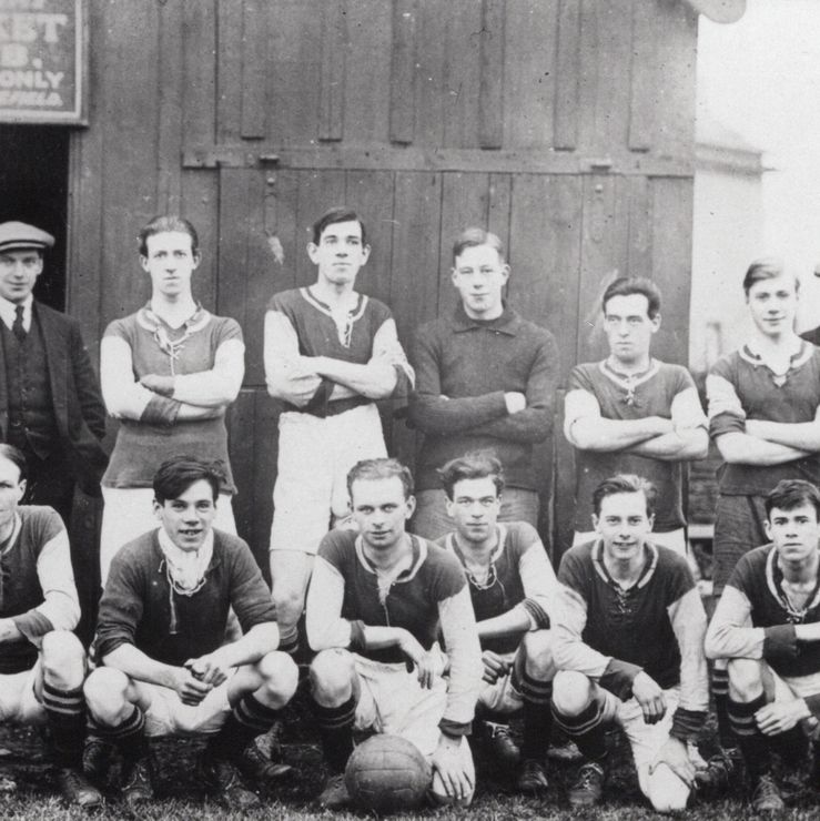 TS10 Bradway football XI in front of the Cricket Pavilion c1922