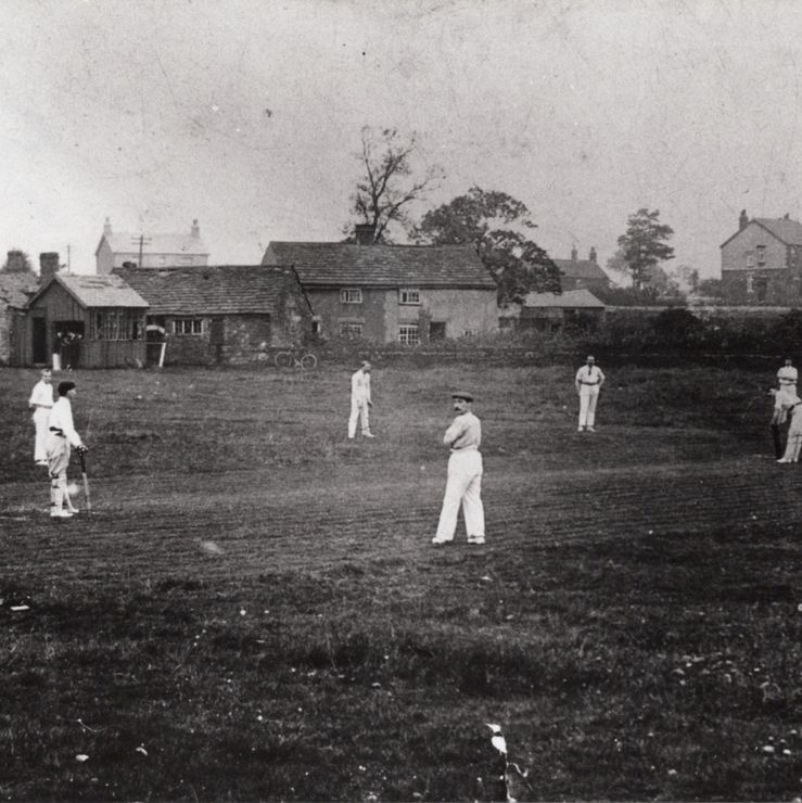 TS9 Bradway Cricket Club match at Chap Head c1912. 