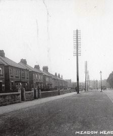 s114 Meadowhead. Postcard No.6  Top of road, houses left, trees right,
