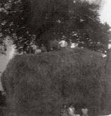 s164 Corn stacking at Jord.Hall Farm stackyard, c.1930.  Cart. Man by 
